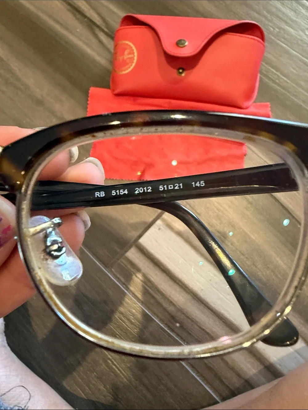 Ray-Ban Black Tortoiseshell Browline Glasses with Red Case